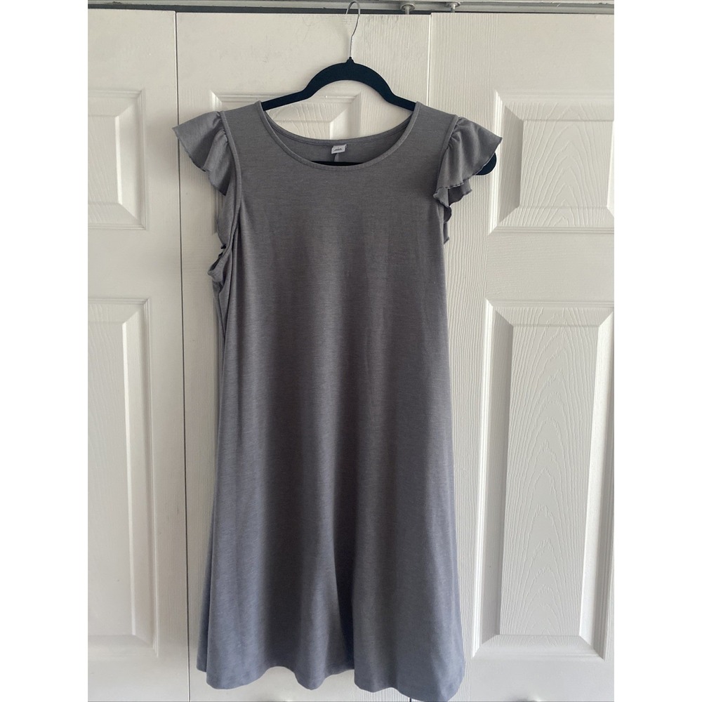 Old Navy Flutter Sleeve T-Shirt Dress Womens Size L Gray Casual Jersey Shift